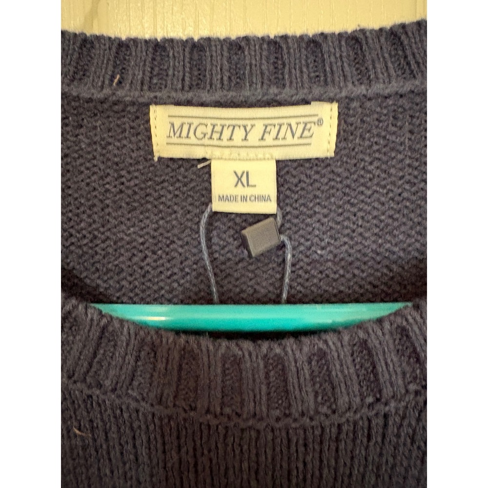 Mighty Fine Womens Navy USA Bear Knit Sweater XL NWT - Picture 3 of 8